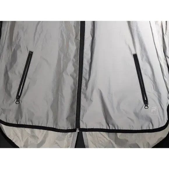 FILA Reflective sport windbreaker Jacket Silver size Medium Athletica Gorpcore - Picture 3 of 7